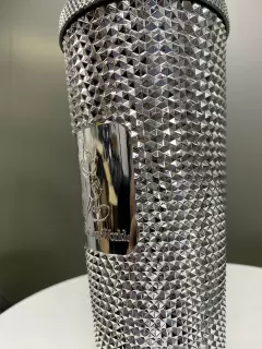 VASO CON PITILLO STARBUCKS PLATEADO