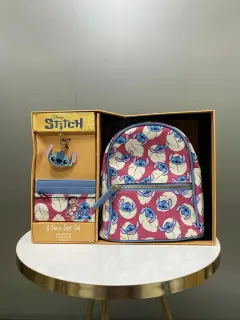 SET MOCHILA-TARJETERO-LLAVERO STITCH