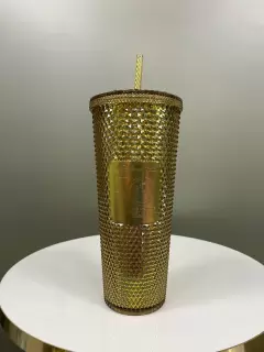 VASO CON PITILLO STARBUCKS DORADO